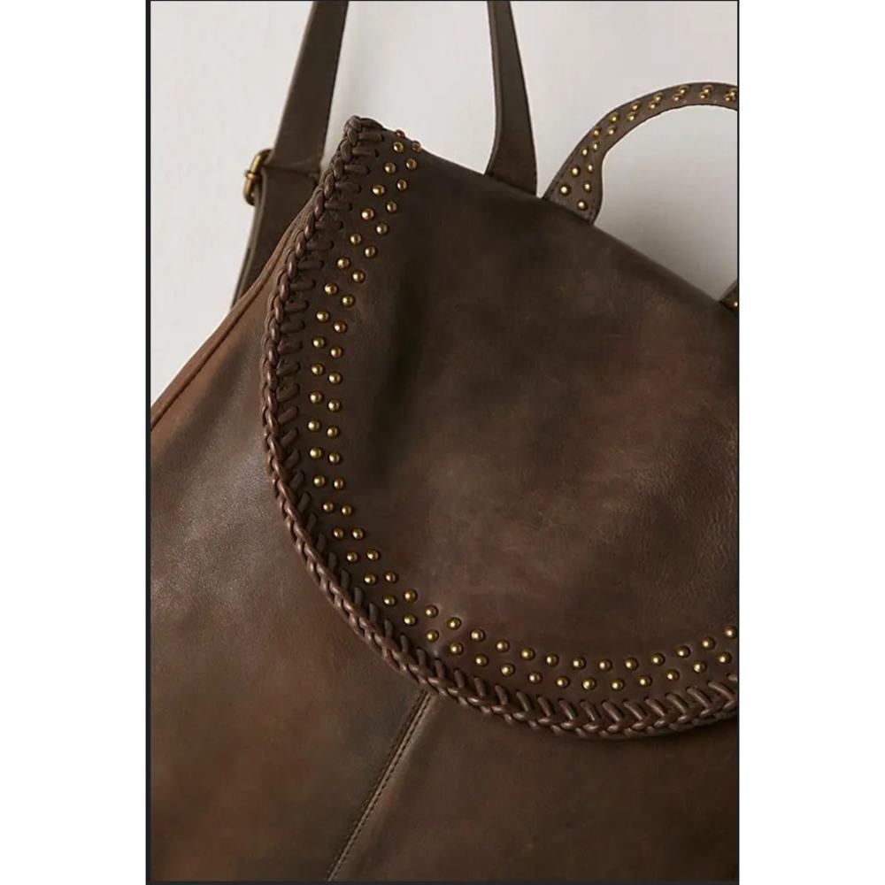 Free People Brown Portia Leather Backpack Bag - Picture 11 of 12